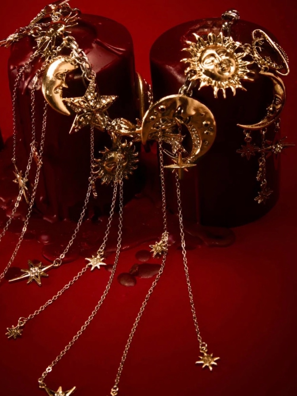Gold Celestial Moon & Star Pendant Necklace - Picture 1 of 10